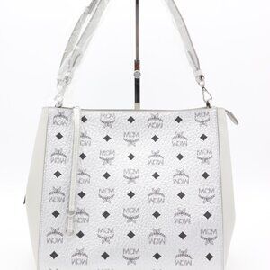 NWT MCM Aren Silver Visetos Leather Hobo Shoulder Crossbody Bag